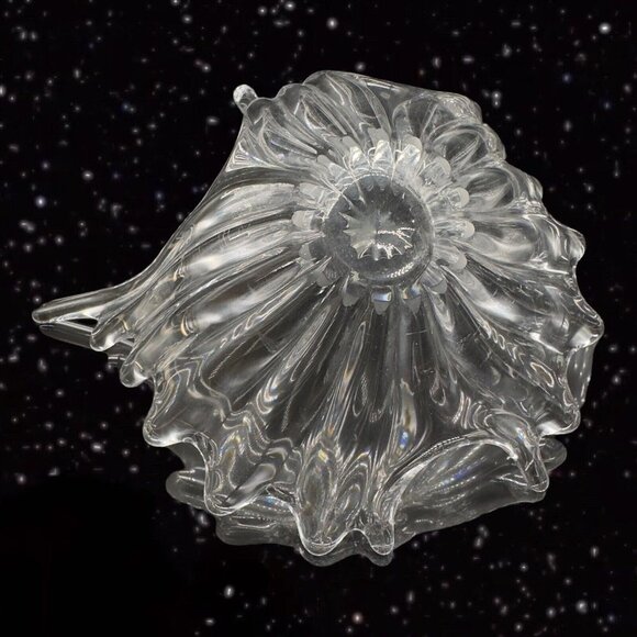 Vintage Clear Swan Crystal Glass Bowl Centerpiece French Glass Marked 9”W 7”T - Picture 12 of 13